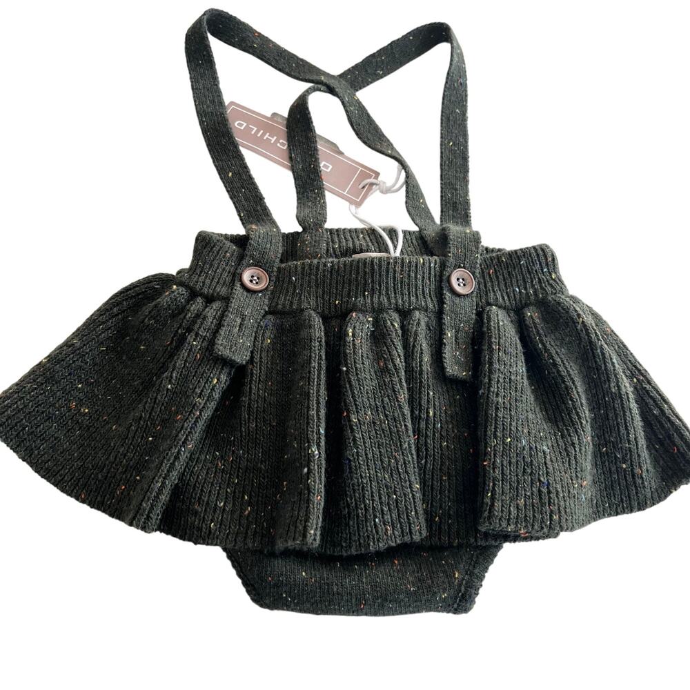 One Child Girls hunter green marled sweater knit romper skirt size 24 months NWT